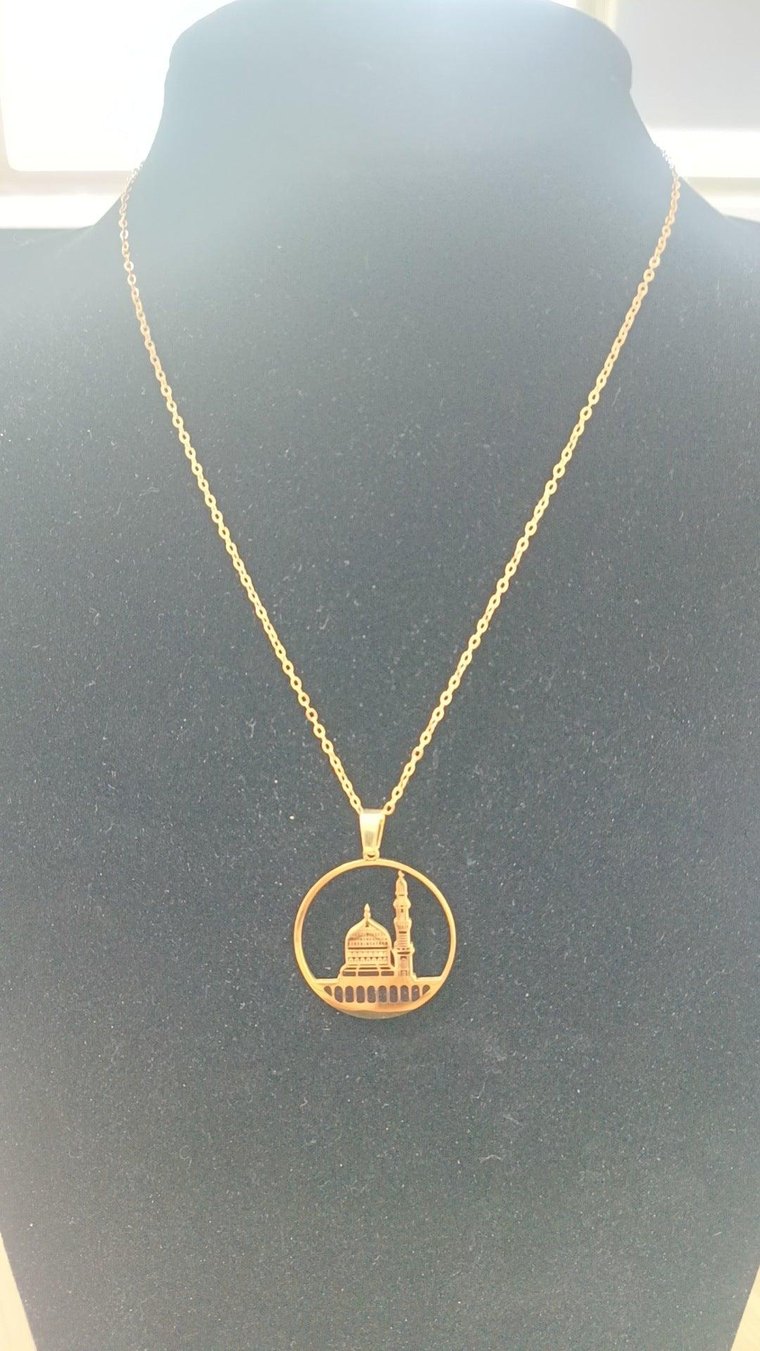 Collier MAC111 en acier inoxydable à motif de mosquée