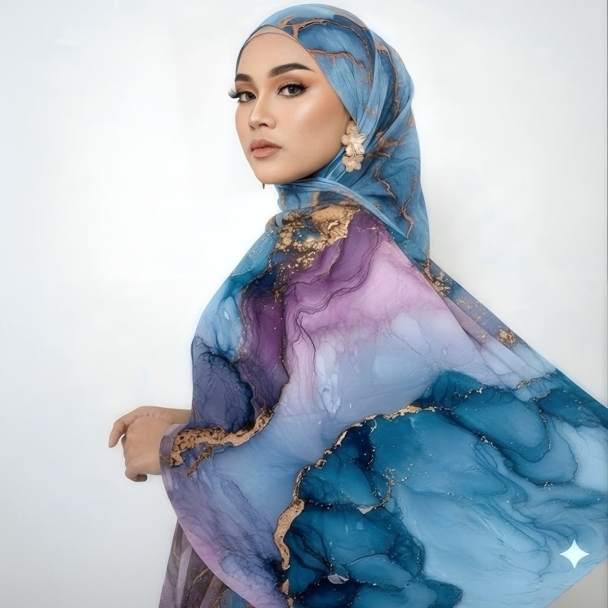 Écharpe Hijab Imprimée en Poly-Coton (MH214)