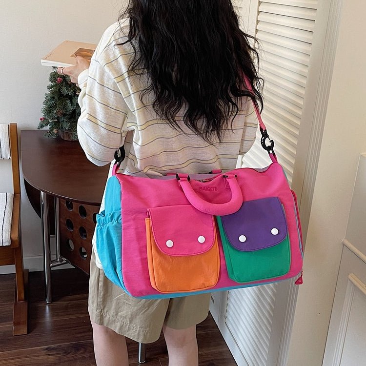 Sac de Voyage Colorblock - Sac Weekender Léger à Main avec Bandoulière et Poches Extérieures (MAC480)