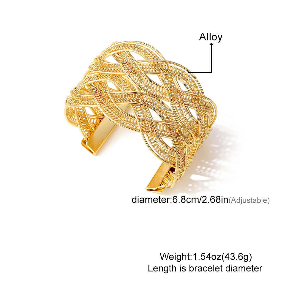 Bracelet large en maille tressée en alliage réglable (MAC208)