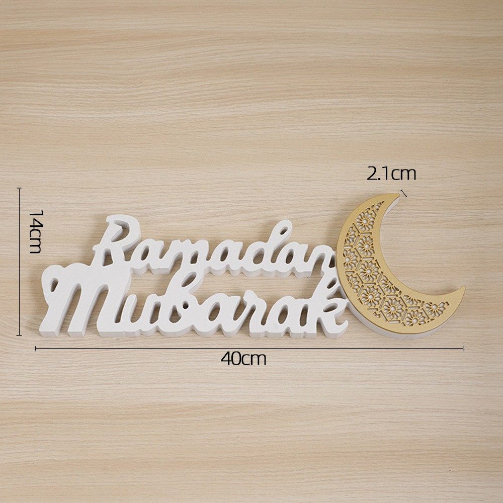 Décoration LED de Ramadan Mubarak, ornement artisanal en forme de croissant de lune (MAC393)