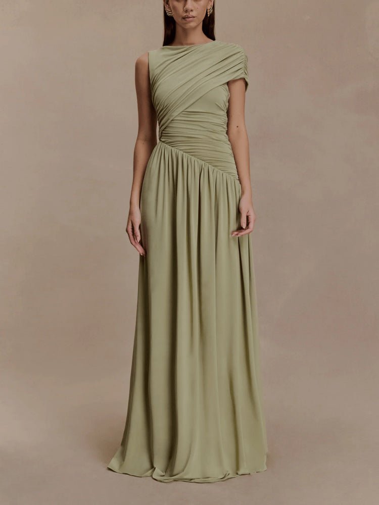 Robe Maxi Asymétrique Drapée (MS352)