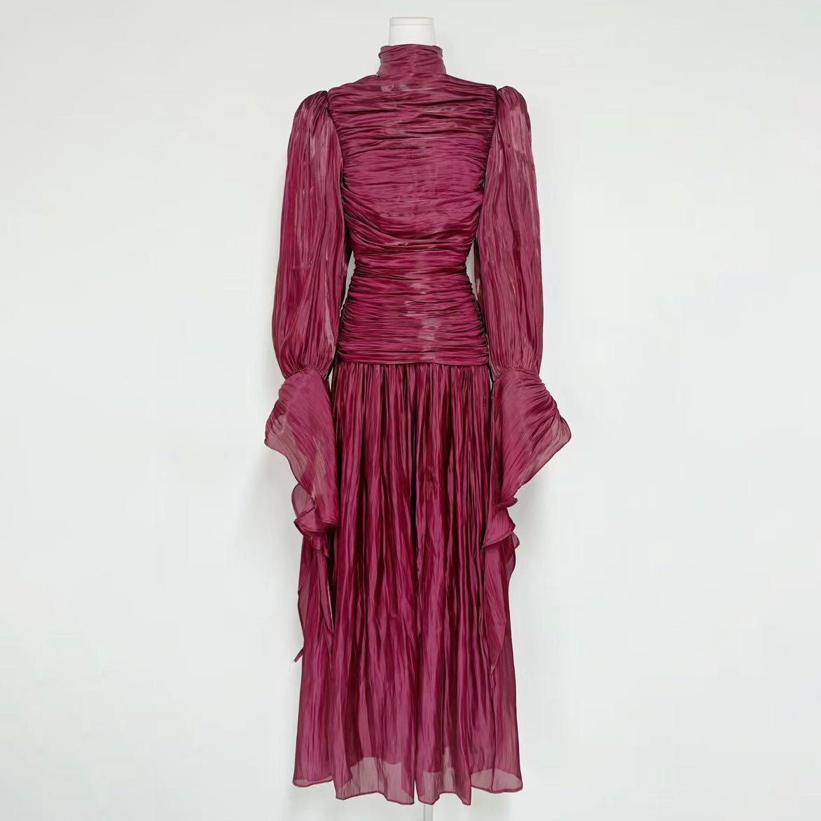 Robe de soirée froncée à col montant (MS221)