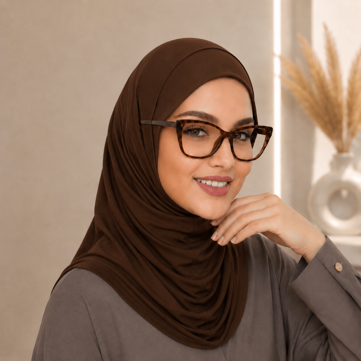 Stretch-Fit Instant Hijab — Coton Modal, Compatible avec Écouteurs (MH224)