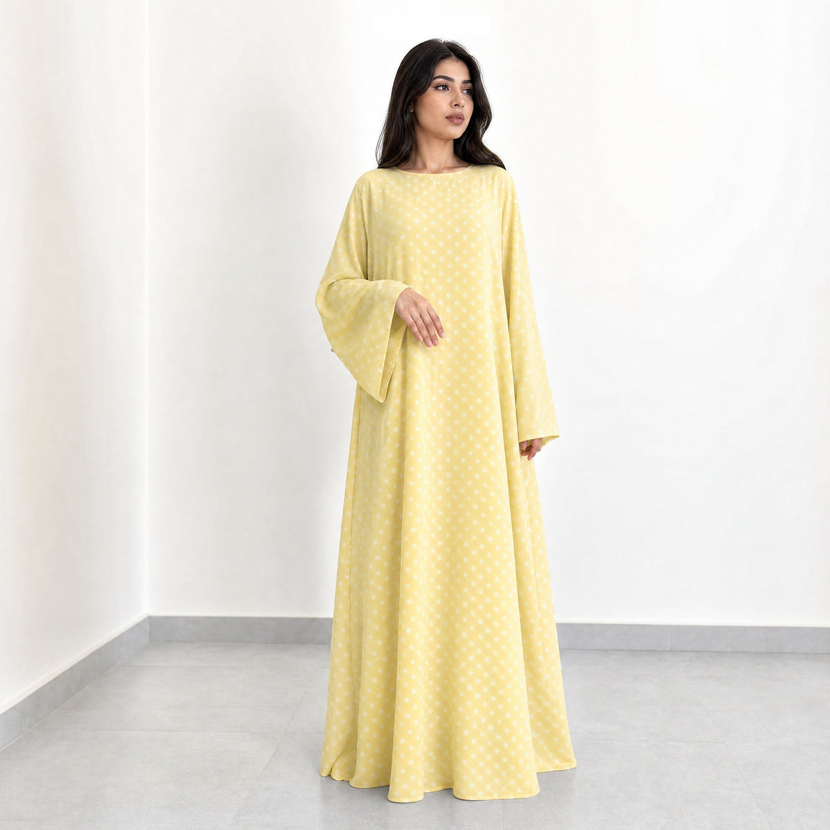 Abaya Maxi Dress Manches Évasées à Pois (MA464)