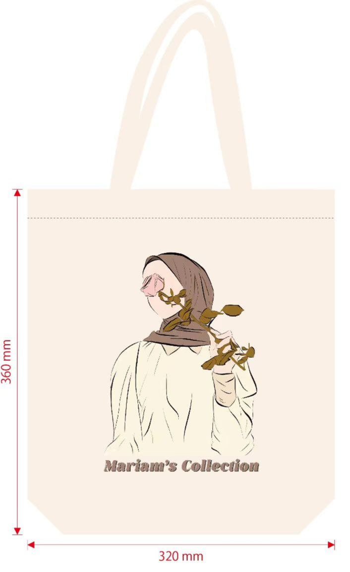 Sac Tote en Toile Illustré Hijabi – Mariam's Collection（MAC235）