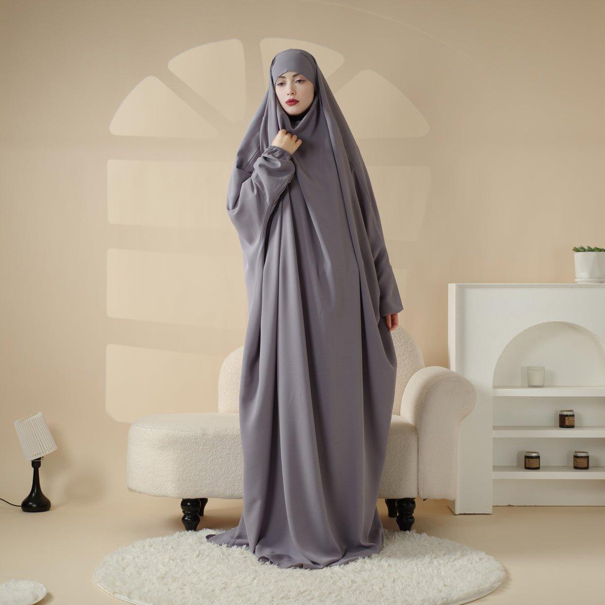MJ0055 Jilbab 1 pièce en viscose avec niqab attaché