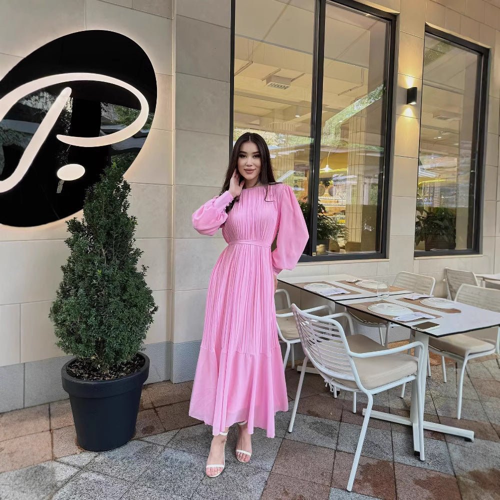 Robe Maxi Plissée à Volants (MS466)