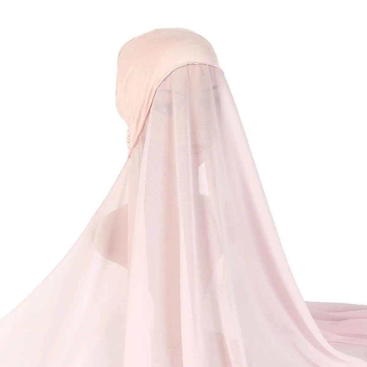 Hijab Instant en Mousseline avec Bonnet Intégré (MH004)