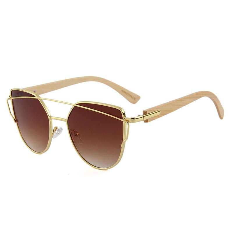 Lunettes de soleil MAC169 tendance à monture métallique œil-de-chat et branches BamboTemple