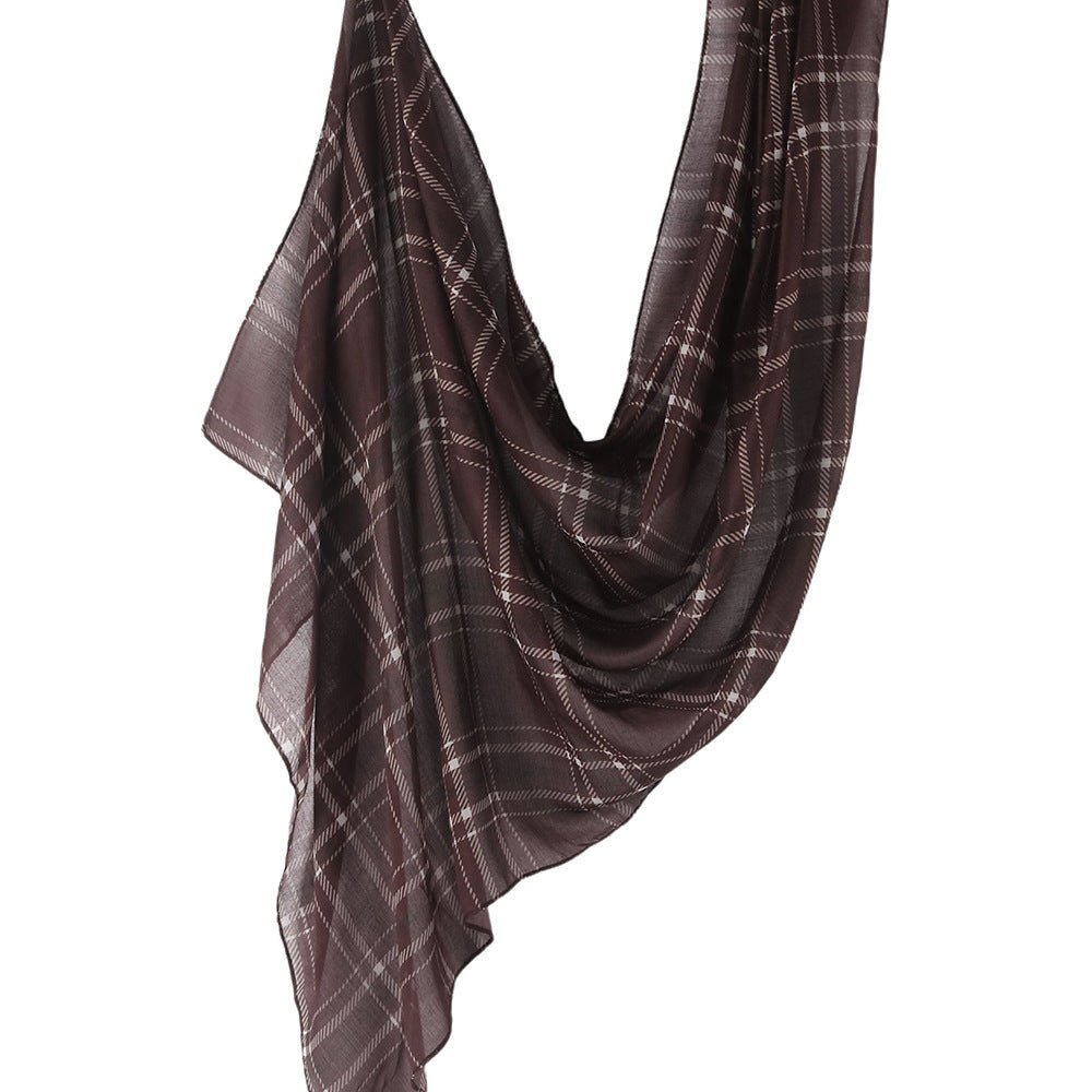 Écharpe Hijab à Motif Tartan et Pied-de-poule (MH213)