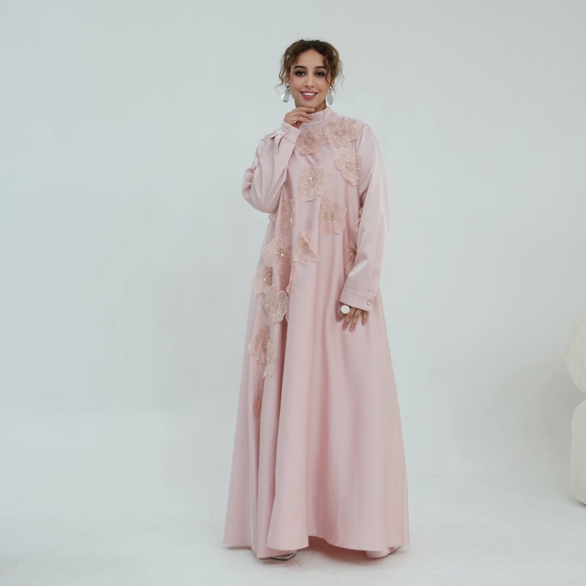 Robe Maxi Perlée Fleurs 3D (MA445)