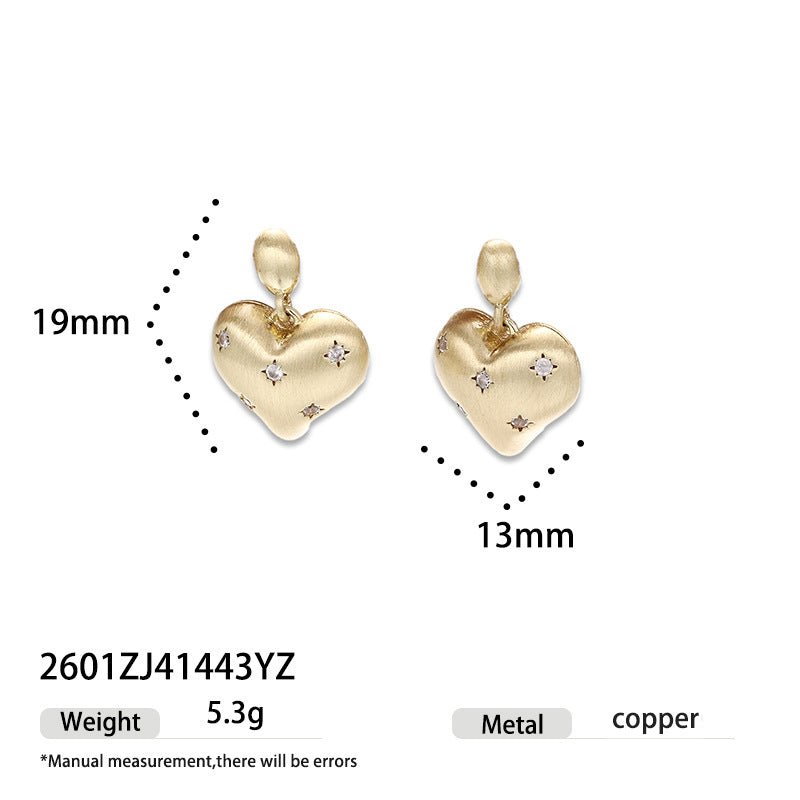 Boucles d'oreilles Cœur Brossé Élégant (MAC460)