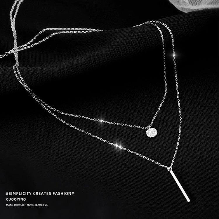 Collier double rond MAC133 avec diamants brillants carrés