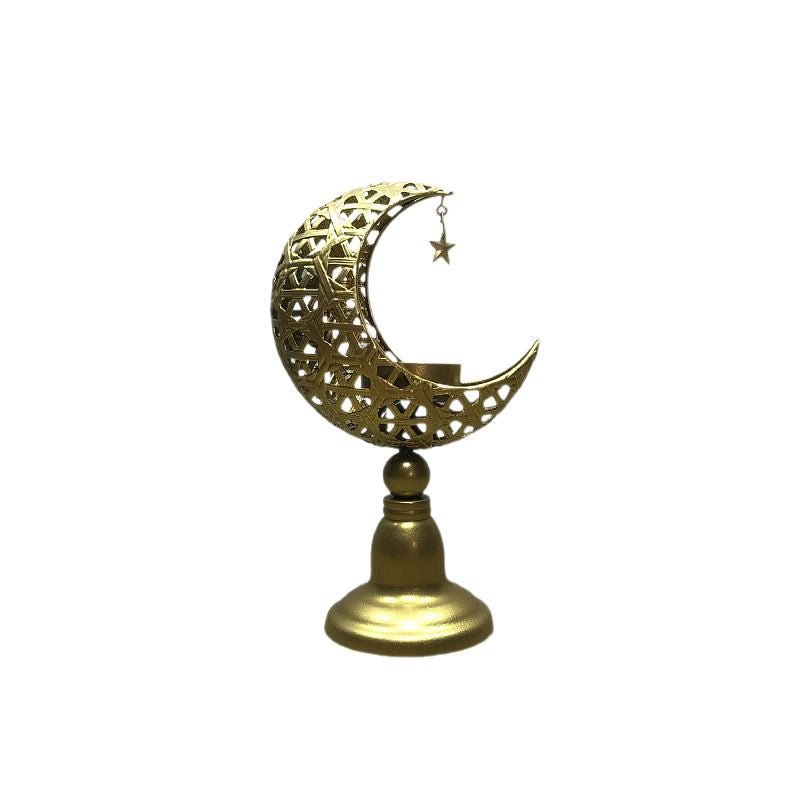 Bougeoir Lune Creuse – Accessoire Décoratif en Fer pour Ramadan (MAC379)
