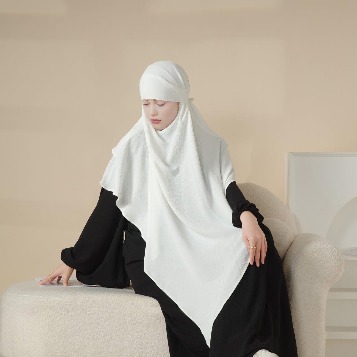 MK011 Superbe Khimar en Crêpe Deux Couches