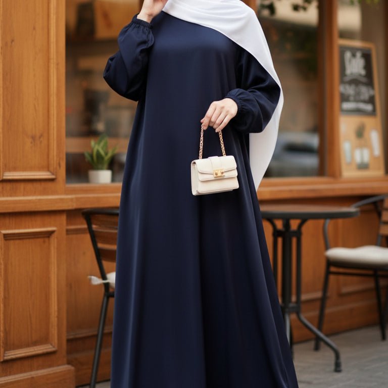 Abaya Satin Premium Modest Luxury | Abaya Coupe Parapluie Évasée avec Poches (MA311)
