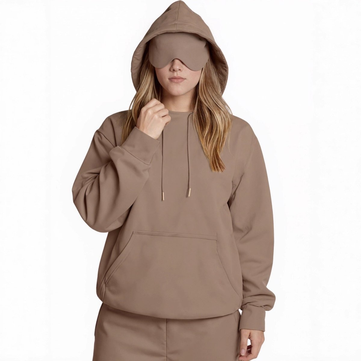 Sweat à capuche Travel Mode avec masque de sommeil intégré | Pull oversize avec masque de sommeil intégré (MS209)