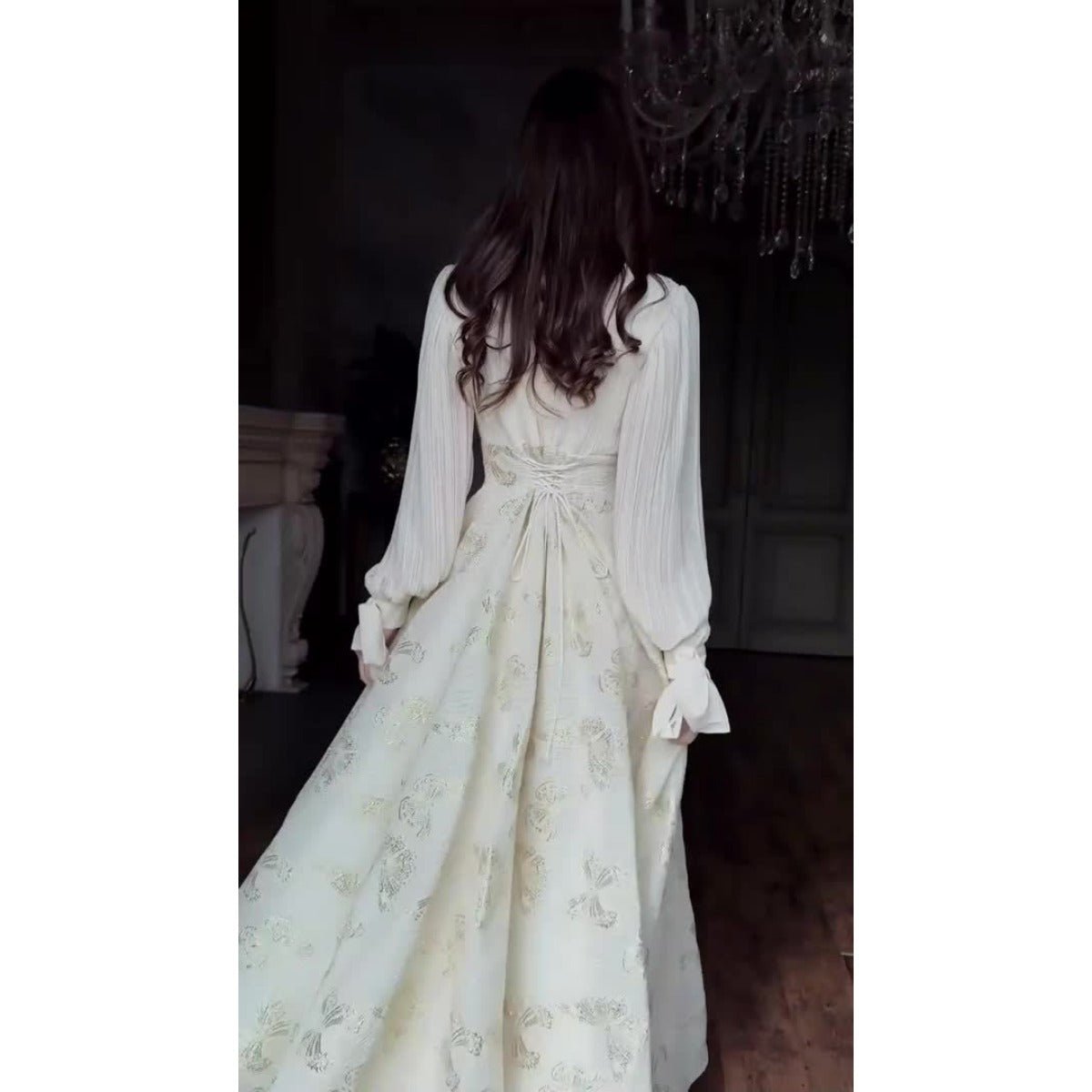 Robe Maxi Élégante à Manches Longues, Abaya à Motif Papillon / Robe Longue (MA219)