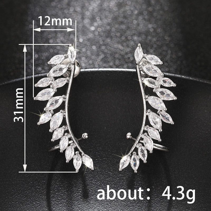 Boucles d'oreilles à clous silhouette aile feuille (MAC443)