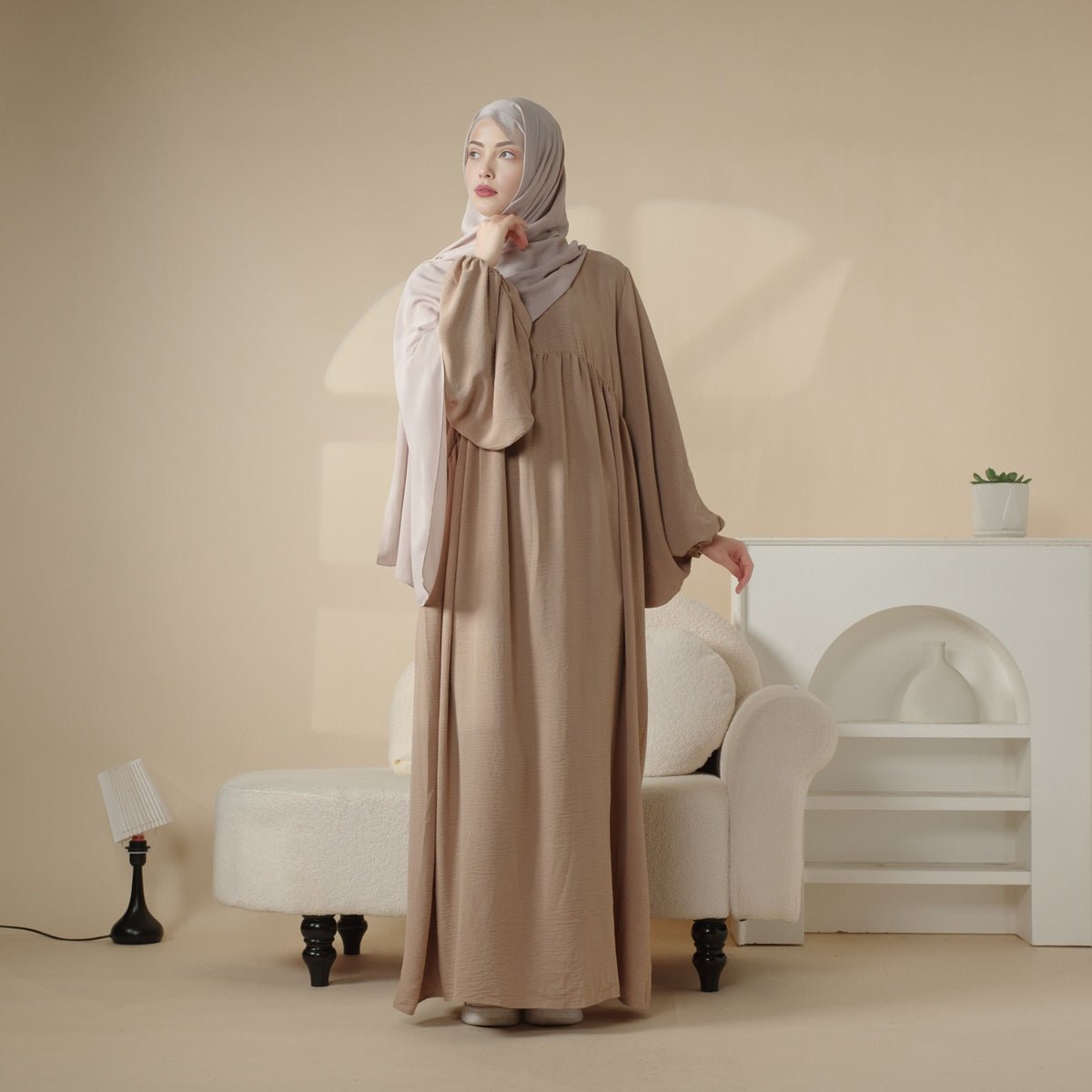 Abaya Réversible en Tissu Crêpe (MA035)