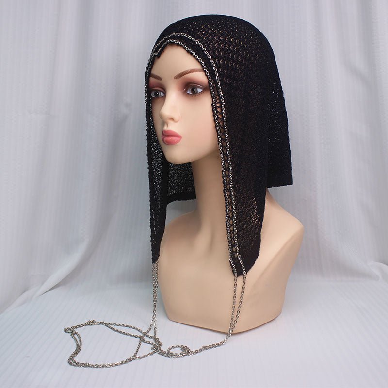 Bonnet Hijab à Chaîne | Cagoule Étincelante en Maille avec Chaînes (MAC375)