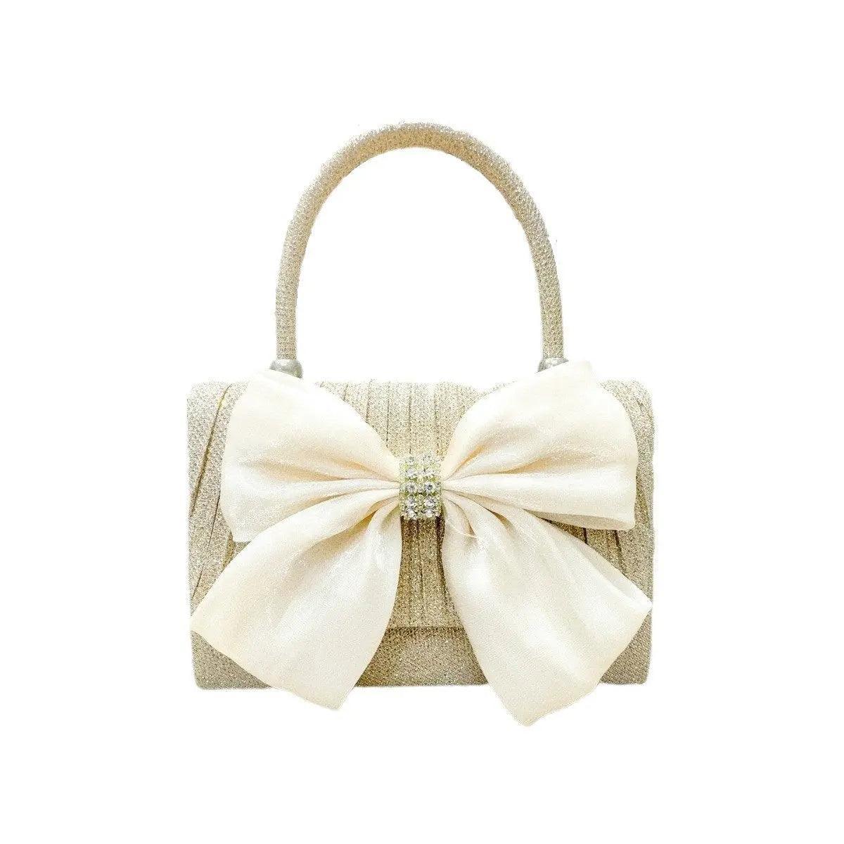 MAC060 Sac à bandoulière portable blanc à nœud papillon, grand design nœud, sac à porter sous le bras