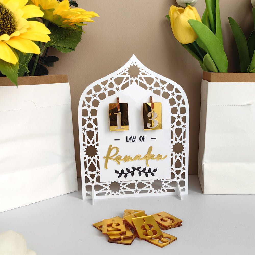 Décoration de Table Acrylique Compte à Rebours du Ramadan - Ornement Artisanal Festif pour la Maison (MAC403)