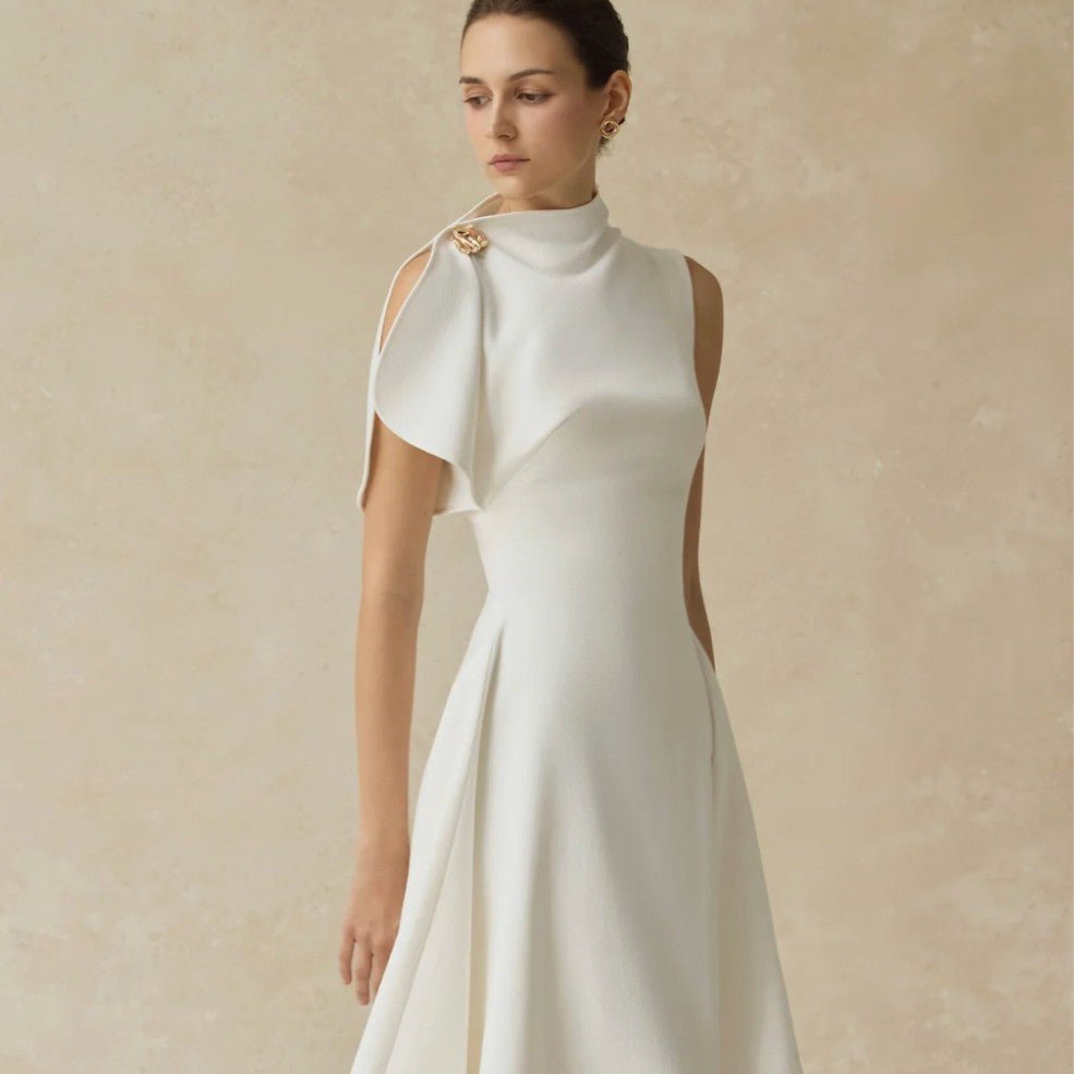 Robe de soirée asymétrique à épaule drapée et coupe hi-lo (MS416)