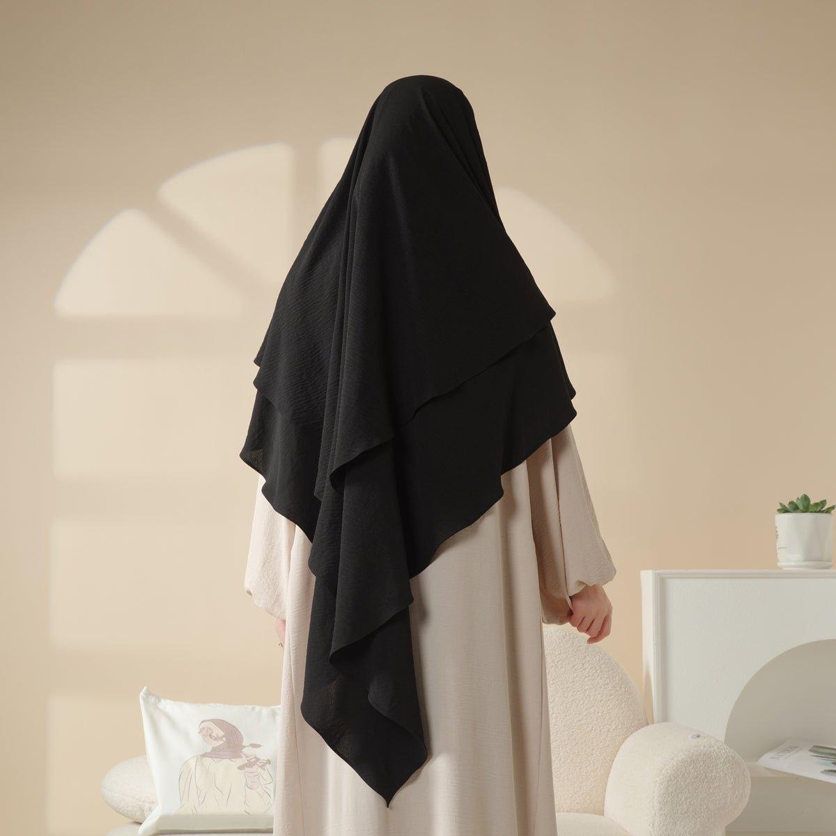 Nouveau Khimar Deux Couches en Crêpe (MK010)