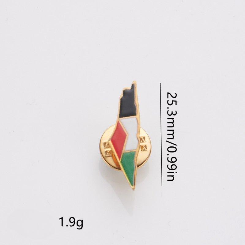 Broche MAC103 en Acier Inoxydable Carte de la Palestine Keffieh