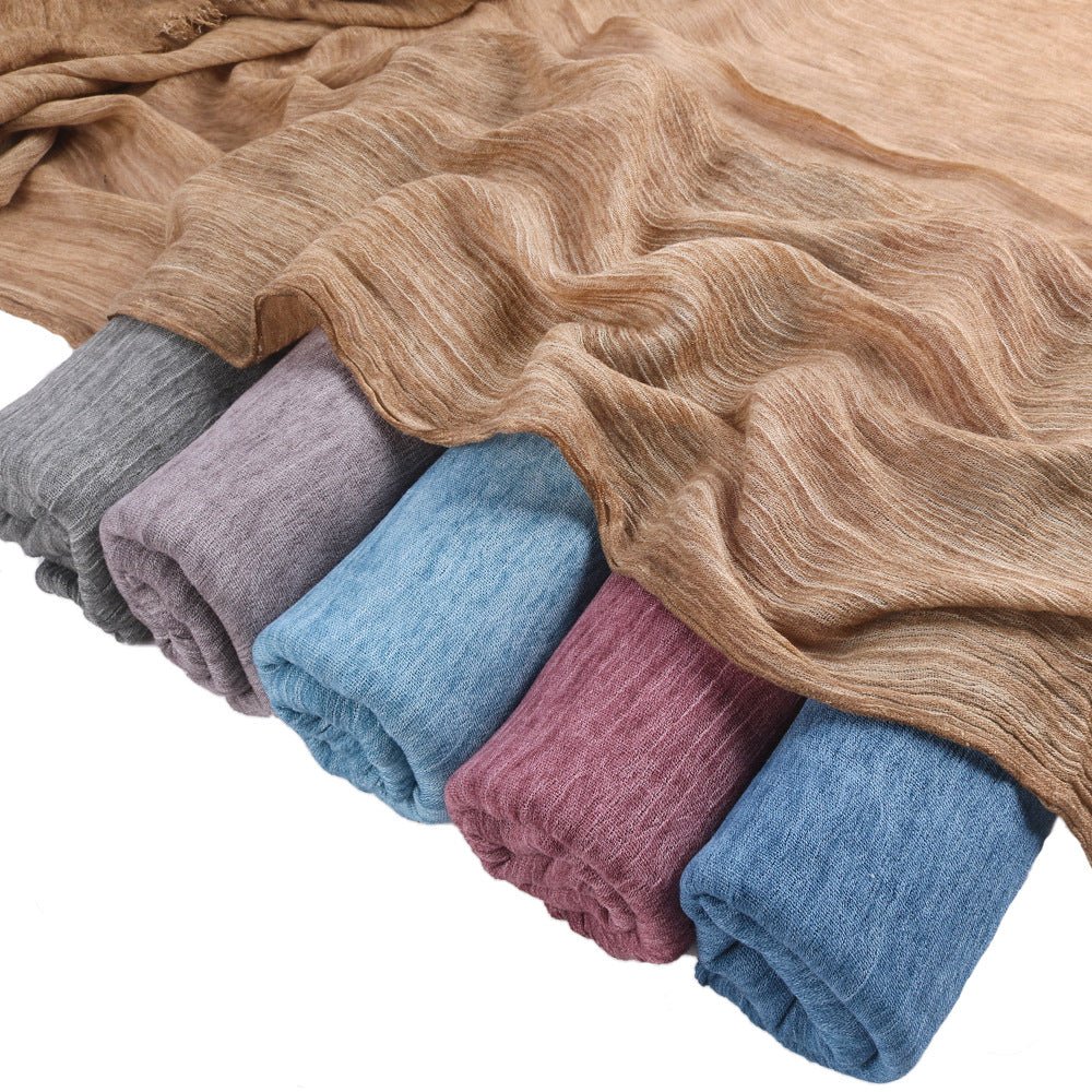 Hijab en Rayonne Texturée Froissée Coloris Unis Hijab Enveloppant Respirant pour Femme (MH145)