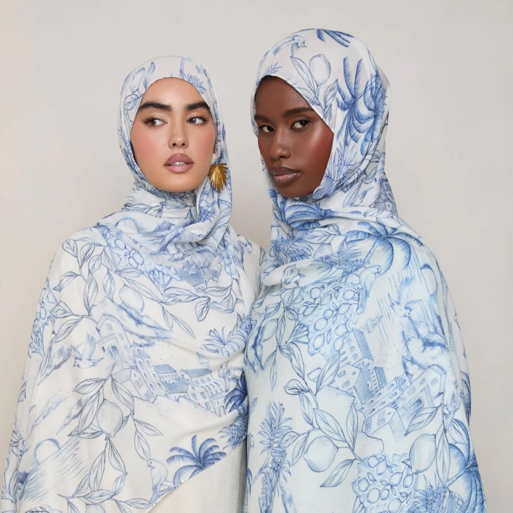 Foulard Hijab Imprimé Aquarelle Polyvalent, Doux et Respirant (MH165)
