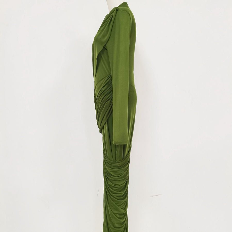 Robe longue moulante froncée, taille haute (MS355)