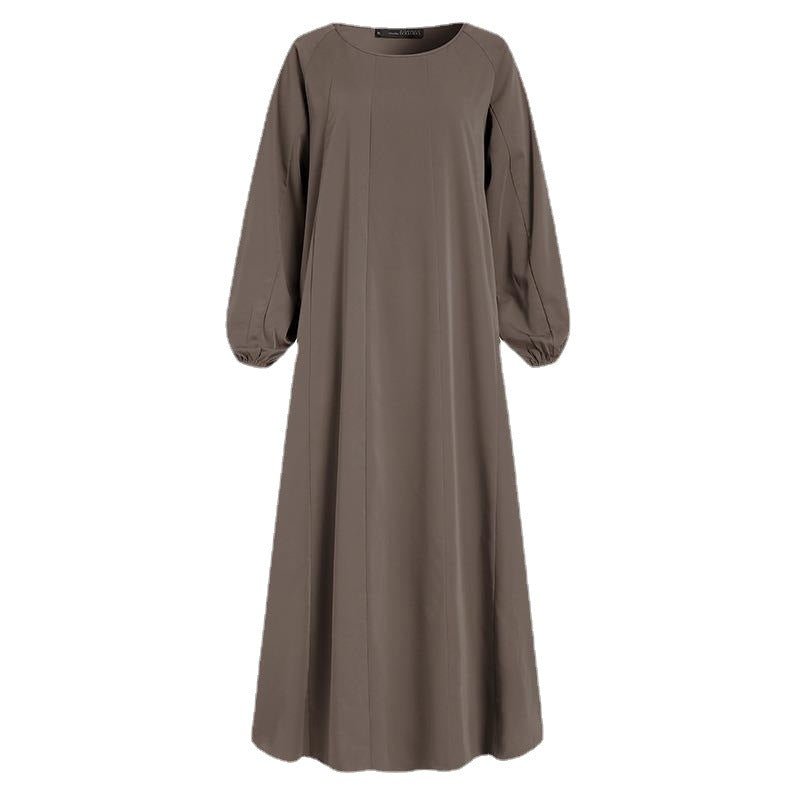 Robe Maxi Unie à Manches Bouffantes, Coupe Ample – Abaya Élégante et Pudique à Manches Bouffantes (MA271)