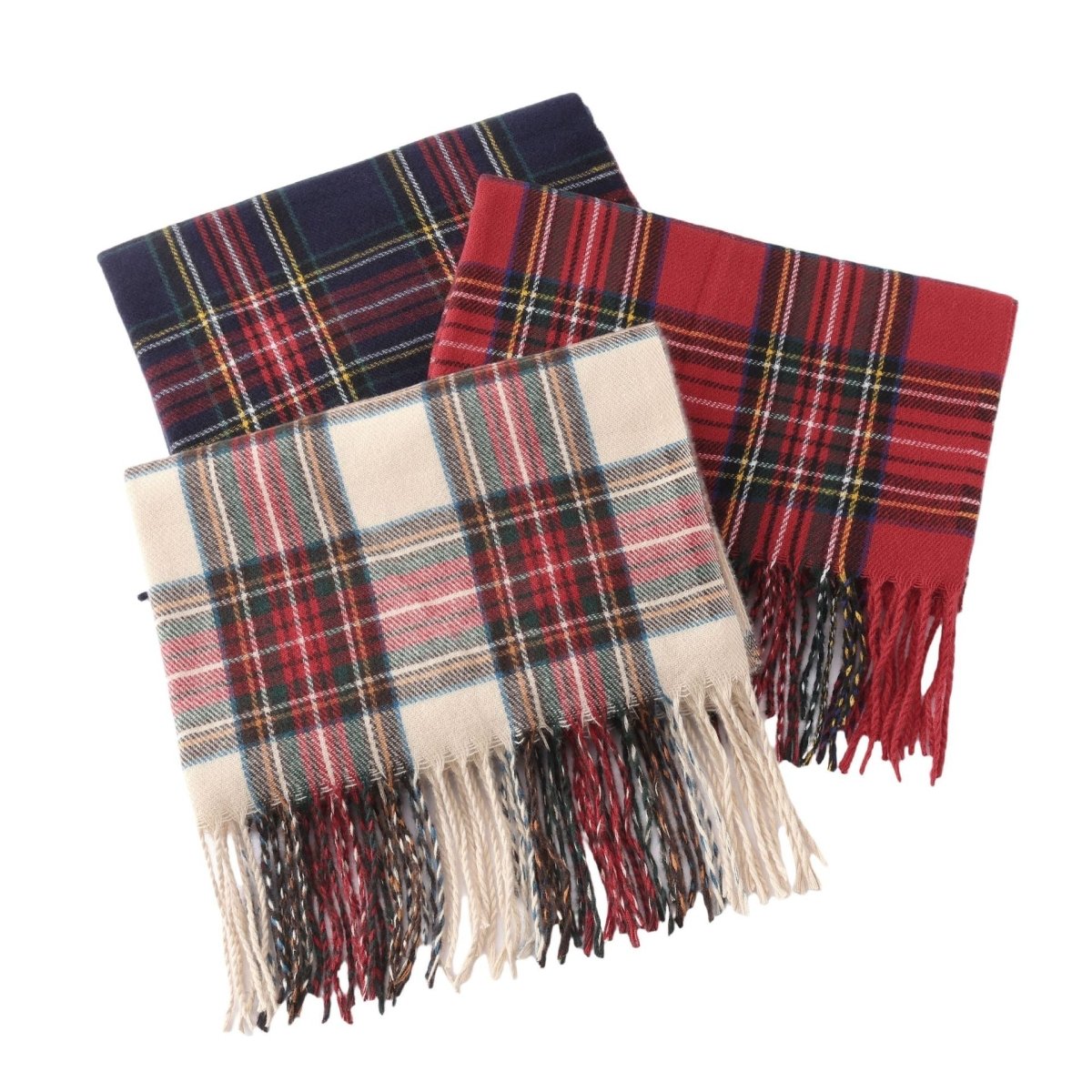 Écharpe à carreaux avec franges, en fausse laine, chaude, accessoire de mode hiver (MAC332)