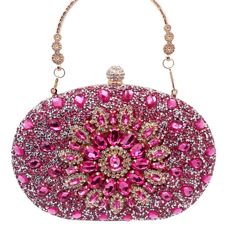 Pochette de soirée Crystal Sunflower | Sac de fête en strass avec bandoulière chaîne (MAC356)