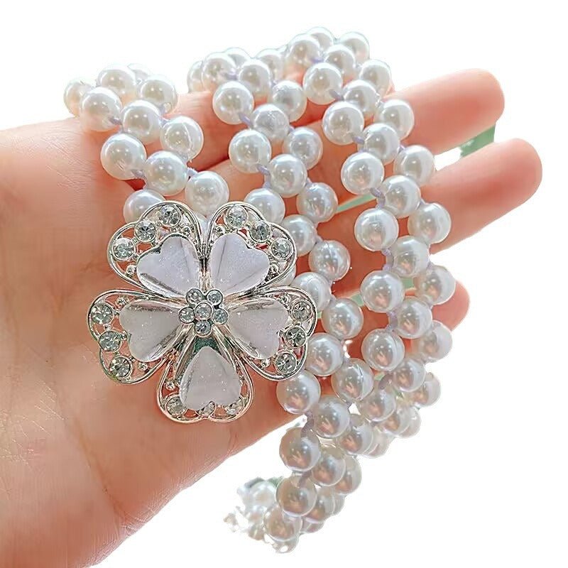 Ceinture élastique perlée | Ceinture extensible à fleurs strass (MAC362)