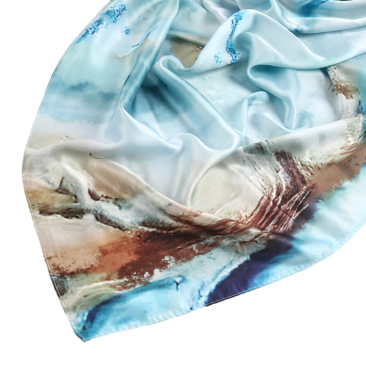 Foulard Hijab en Soie Imprimé Marbre (MH209)