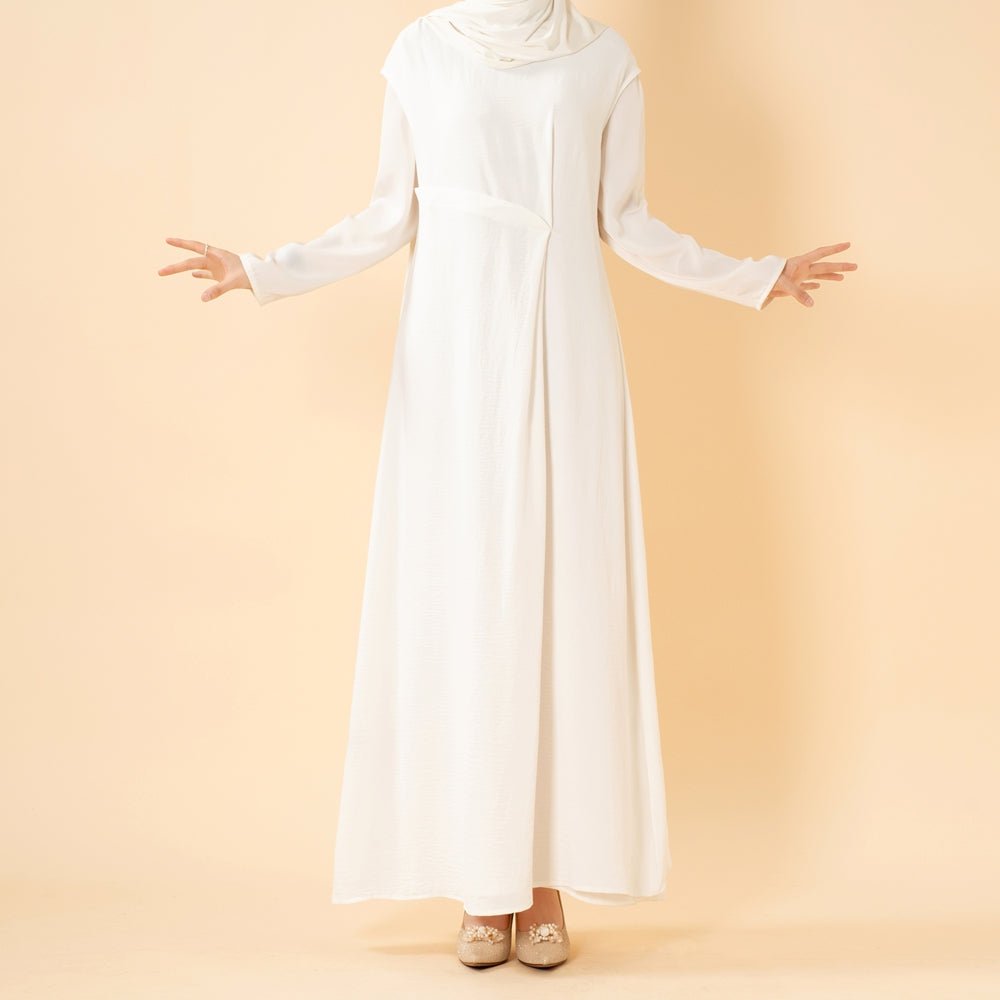 Robe Maxi sans Manches en Crêpe avec Plis à la Taille et Fermeture Éclair au Dos (MS436)