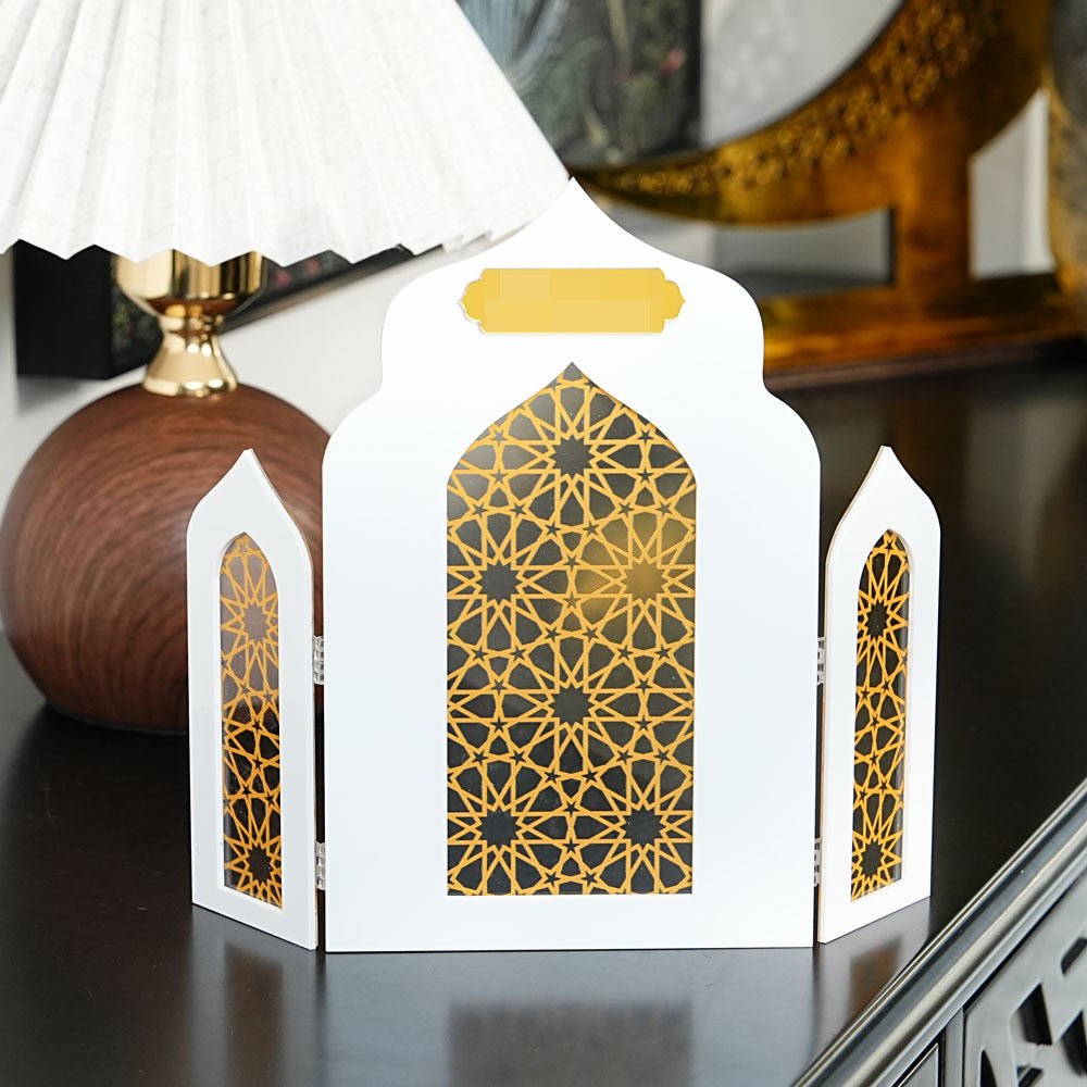 Paravent Pliant en Acrylique Islamique à Motif Ajouré - Décoration de Bureau (MAC402)