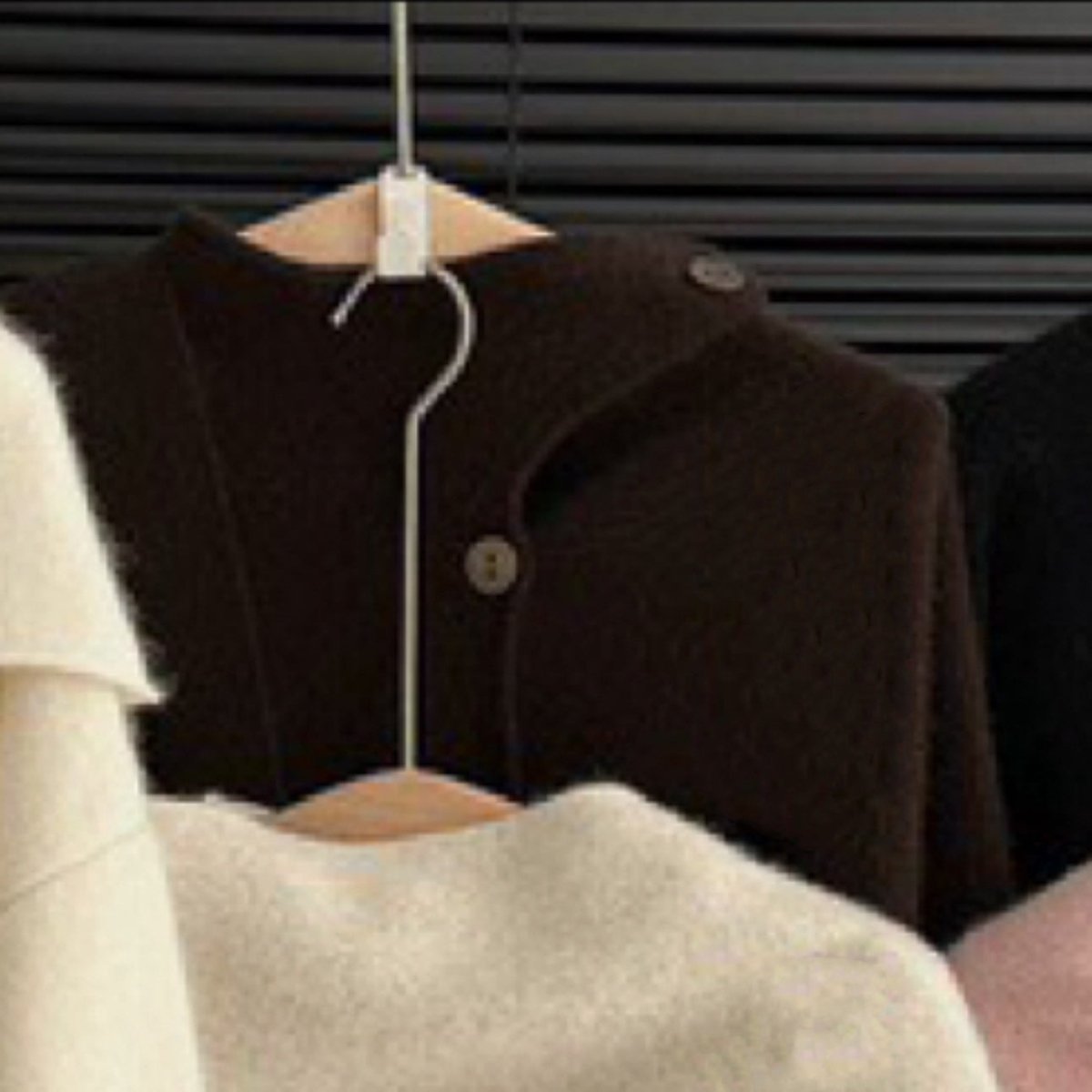 Manteau en mélange de laine à col cape | Veste d'hiver mi-longue à boutonnage devant (MS191)