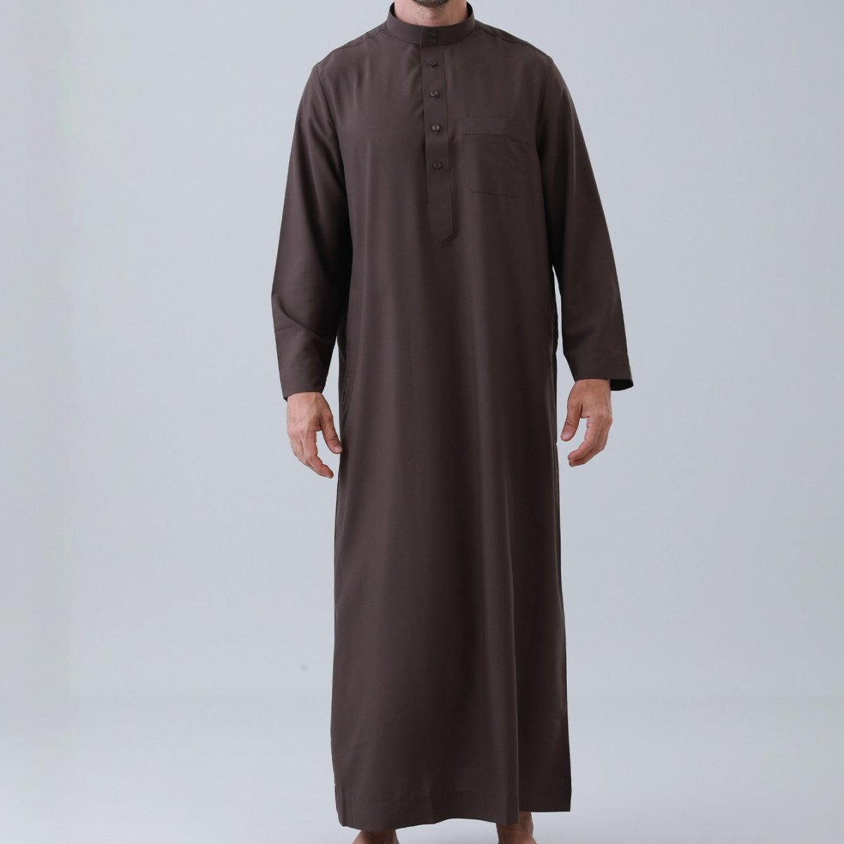 Thobe uni pour homme avec patte de boutonnage (MT036)
