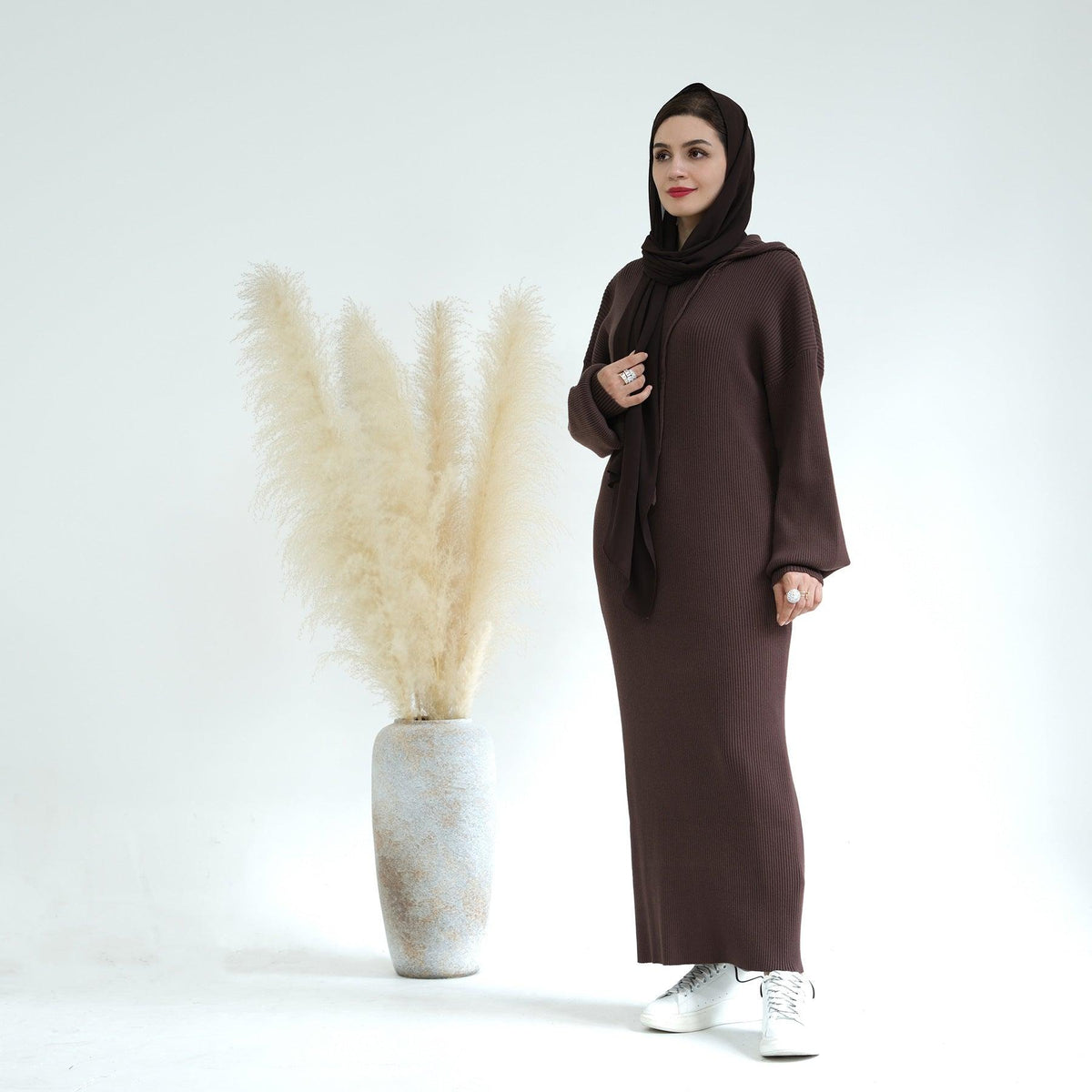 Robe pull en maille épaissie MS027, coupe ample pour l'hiver