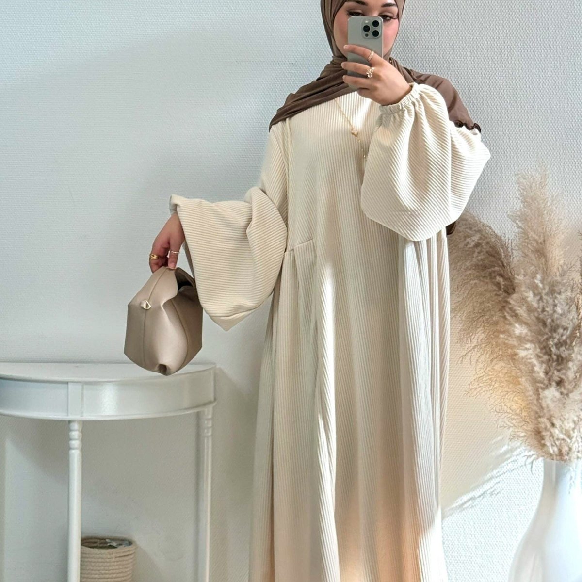 Abaya Swing en velours côtelé, coupe ample | Abaya Casual en velours côtelé (MA117)