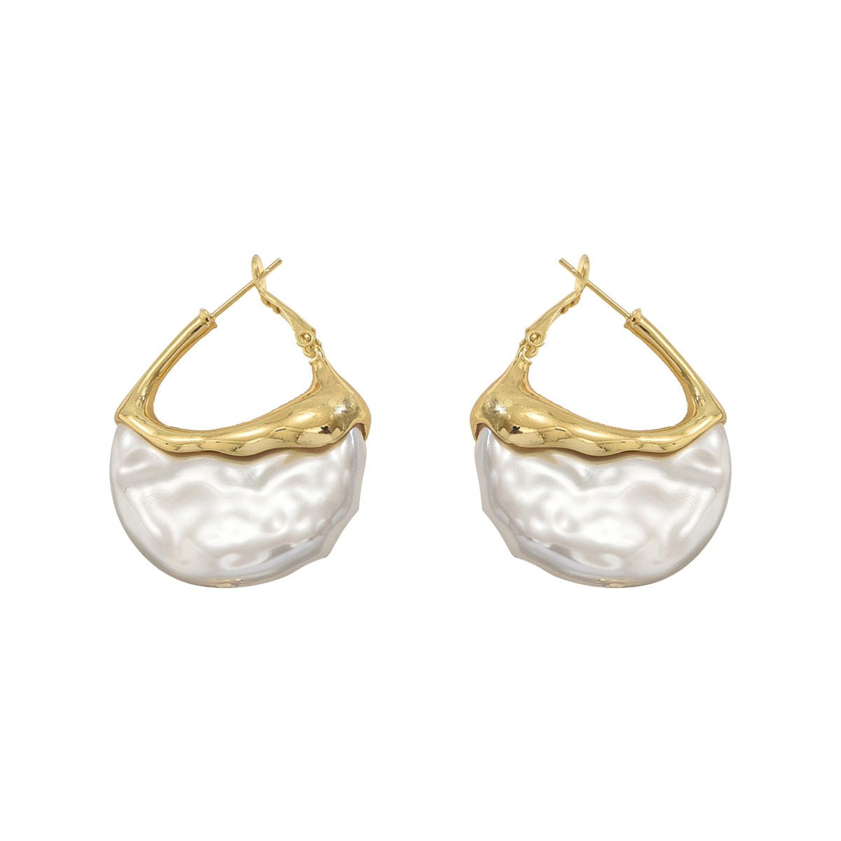 Boucles d'oreilles créoles sculptées avec perle pendante (MAC415)
