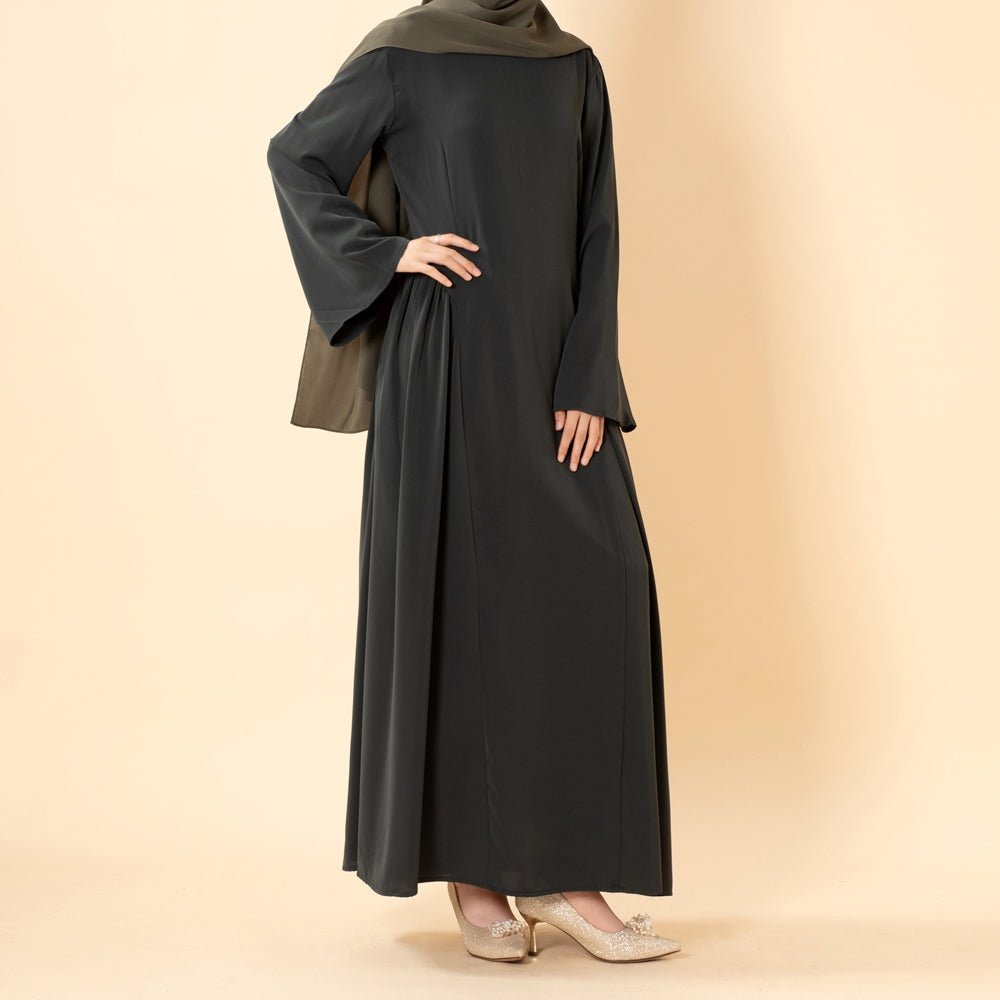 Robe Nida Évasée Maxi avec Jupe Patineuse Plissée & Manches Cloche Larges (MS435)