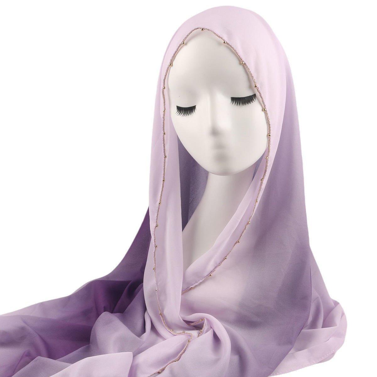 Hijab en Mousseline Perlée Chaîne Dégradé de Couleurs (MH137)