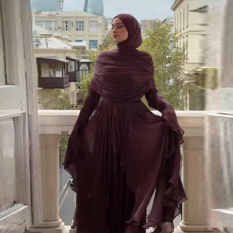 Robe Maxi Plissée Élégante avec Fente (MS263)