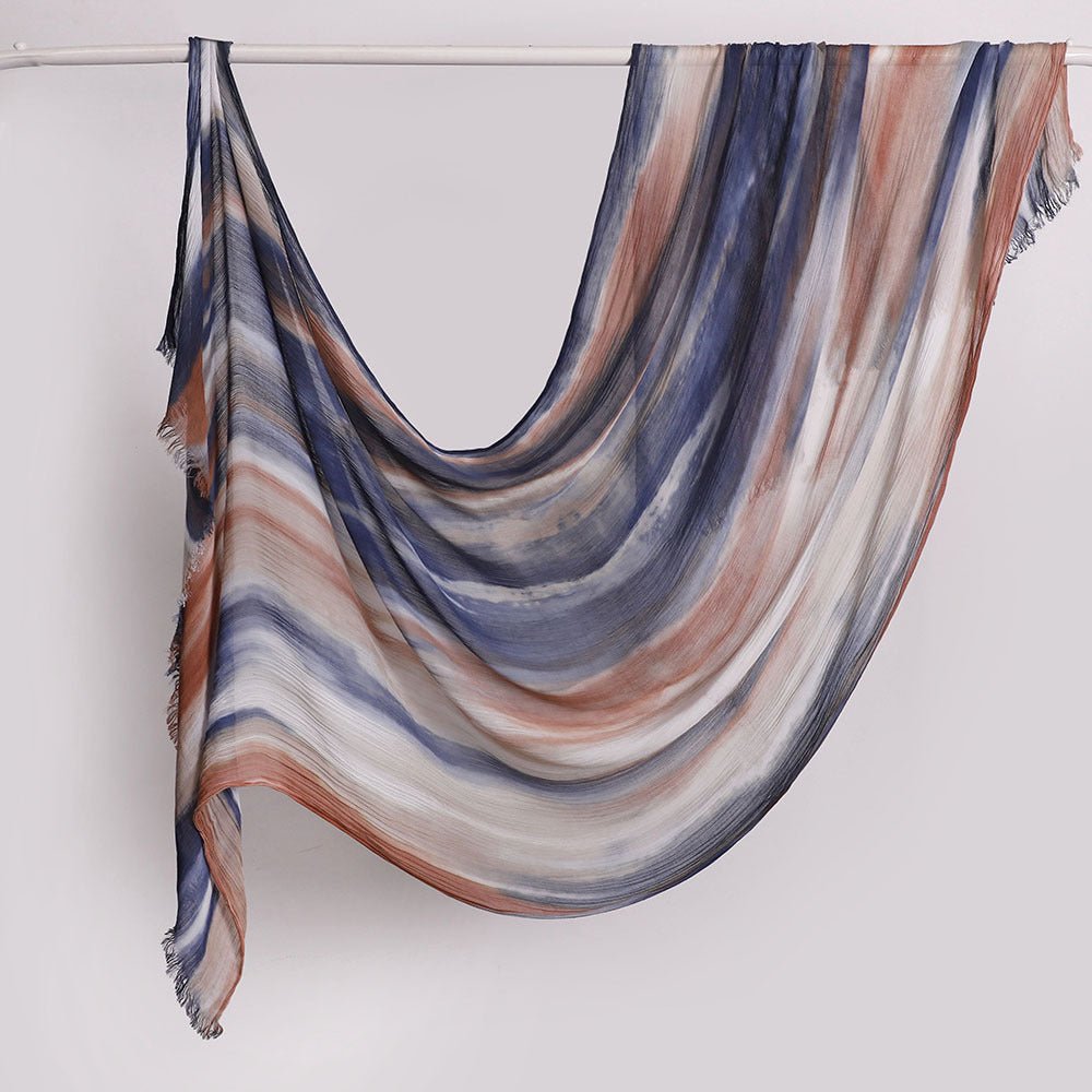 Hijab Châle Plissé Rayé Imprimé Polyvalent (MH180)